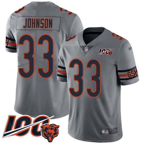 Nike Bears #33 Jaylon Johnson Silver Youth Stitched NFL Limited Inverted Legend 100th Season Jersey